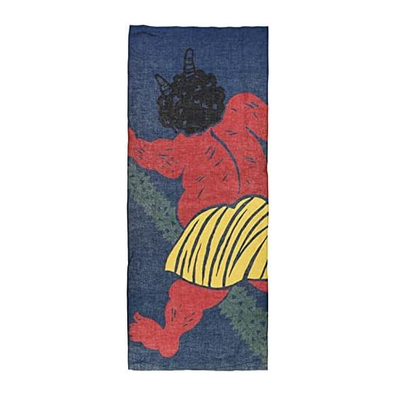Todaya Shoten Tenugui Cotton Towel - Setsubun Oni (Demon) - Note. 37x90cm, 100% Cotton, Made in Japan