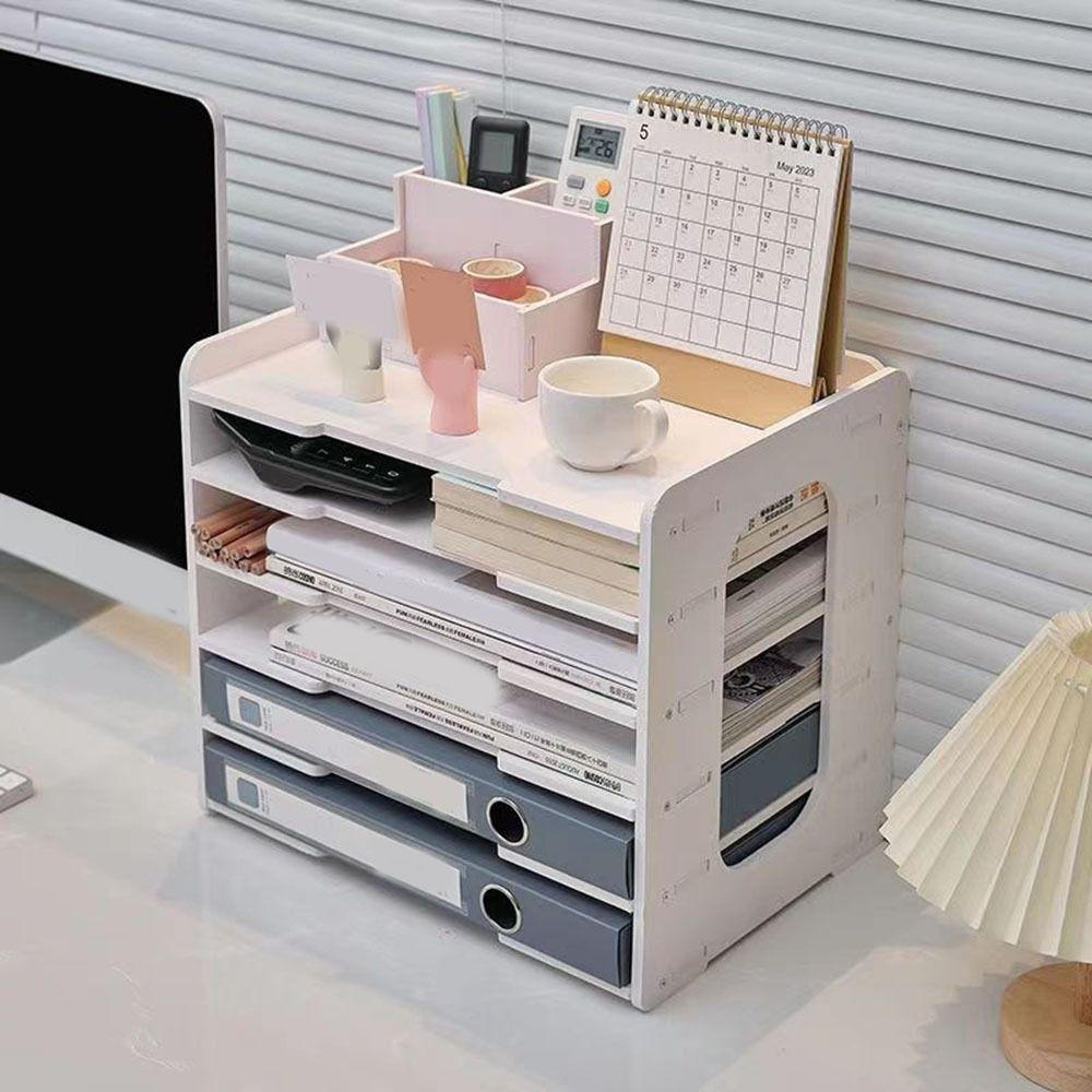 Large Capacity Multi-layer File Storage Rack Space Saving File Holder Desk Organizer  for Home
