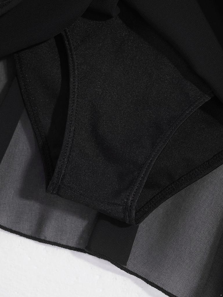 Glänzende Strasssteine Tanzleotard für Mädchen Transparente Mesh Lange Ärmel mit Schlüssellochausschnitt am Rücken Eiskunstlauf Ballettkleid