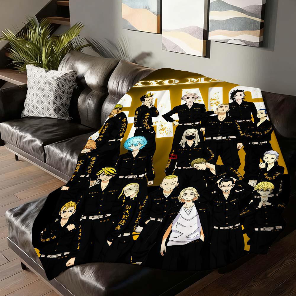 Adventure anime Tokyo Revengers Blanket For Sofa Office Bed Plane Travel Sleep Read Relax Camping Soft And Warm