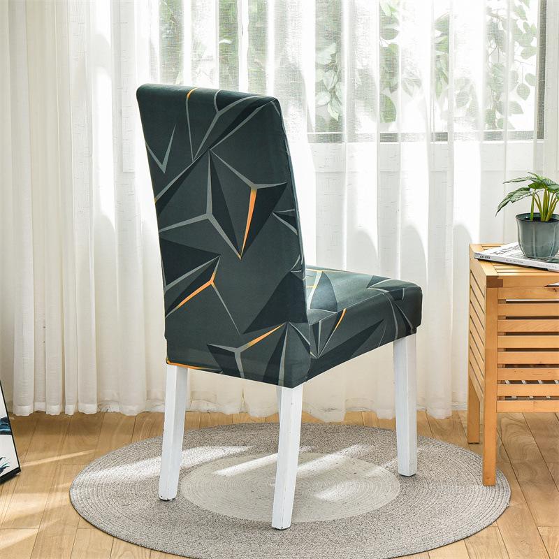 Printed Chair Cover Geometric Pattern Stain-Resistant Anti-Dust Seat Cover Minimalist Fashion Hotel Home Dining Chair Protector
