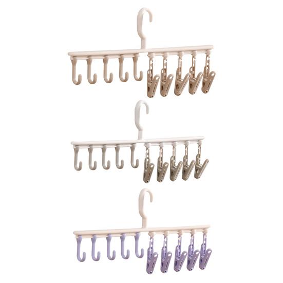 Espaçamento Ajustável Cabide de Chapéus para Armário Porta-Chapéus com 5 Clipes e 5 Ganchos Organizador para Meias Bonés Toalhas Roupas de Bebê Armazenamento de Armário