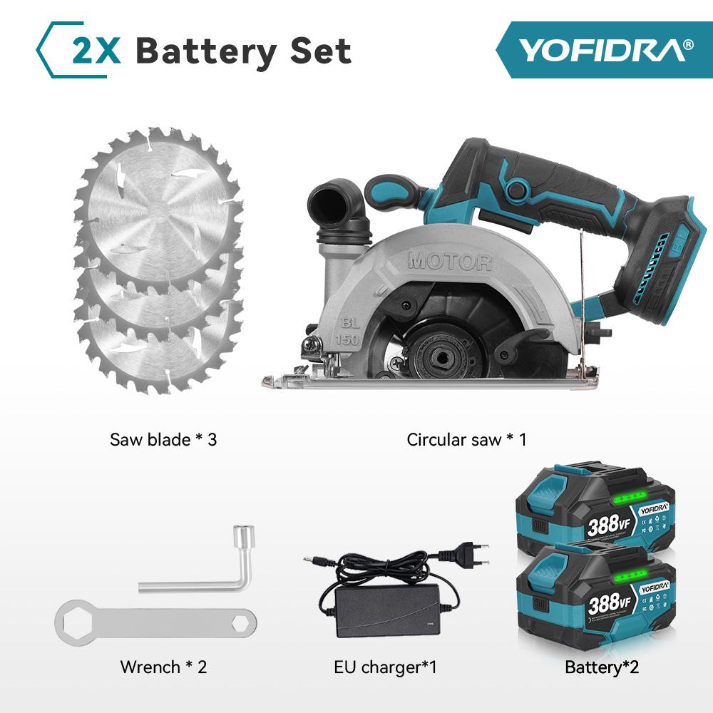 YOFIDRA 6Inch Brushless Electric Circular Saw Digital Display Chainsaw Multifunctional Cutting Tool For Makita 18V Battery Pin