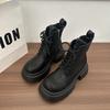 Thick-soled slim Maillard style short boots 2025 autumn new British style round head retro small Martin boots women