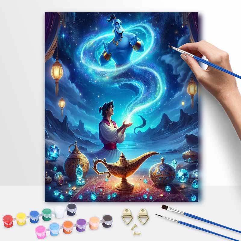 Disney Aladdin genie lamp painting kit home bedroom wall decoration creative handmade gift 20x30cm
