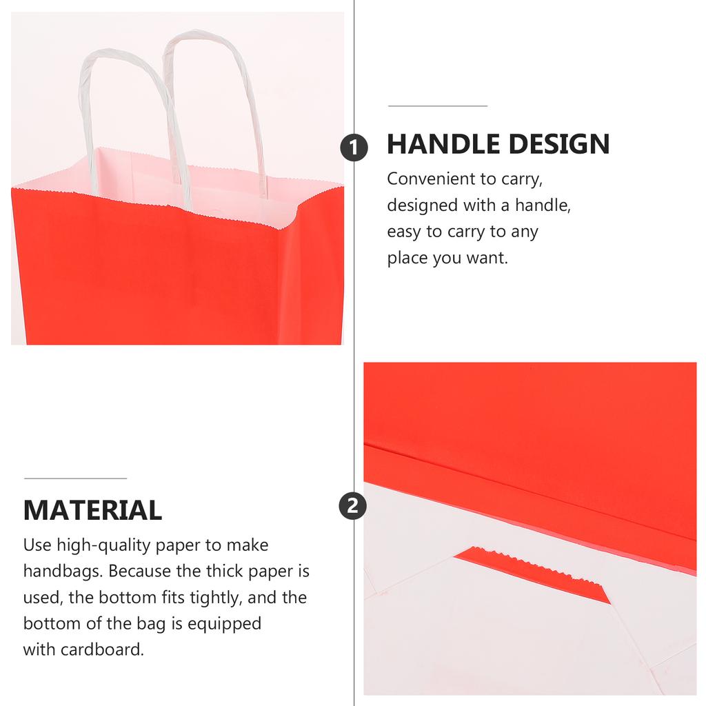 25 Pcs Red Kraft Paper Bag Christmas Bags Gift Festival Chic Package Storage Pouches Holders Candy Packing