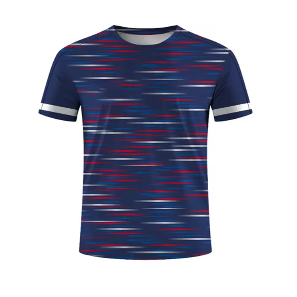 Men's 3D printed striped print breathable casual comfortable loose men's clothing sports T-shirt