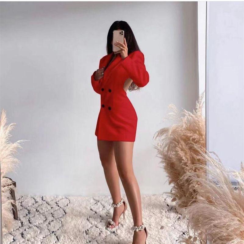 

2025 Платье-костюм без спины, двубортное, юбка Red S