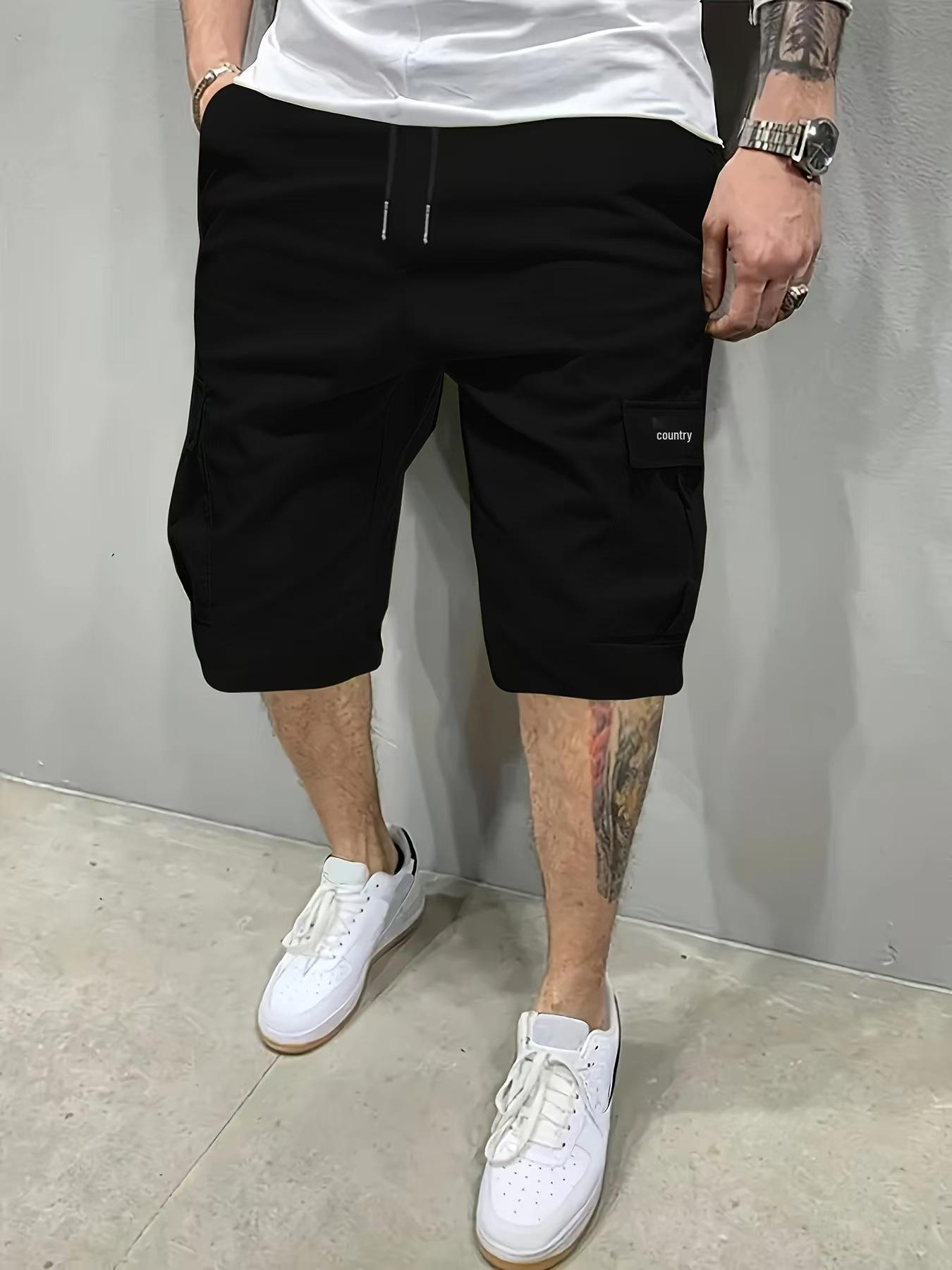 Value Vault Zomer Cargo Shorts voor Mannen - Grensoverschrijdend, Amerikaanse & Europese Maten, Strand & Vijf-Punten Stijl, Koreaans Ontwerp L zwart