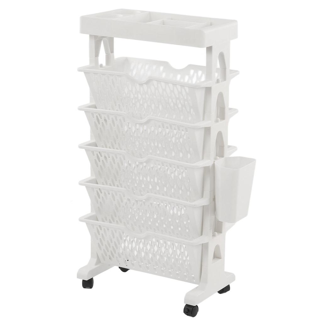 Movable Bookshelf 6 Tier Large Capacity Thickened Multifunctional Rolling Book Rack for Deskside Living Room