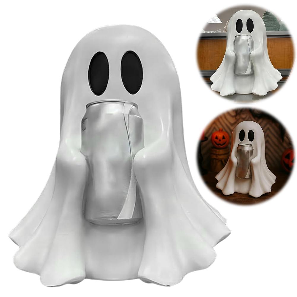 Halloween Ghost Can Holder Spooky Decor Drink Holder Spooky Resin Drink Holder Ghost Beverage Holder for Indoor Home Decor