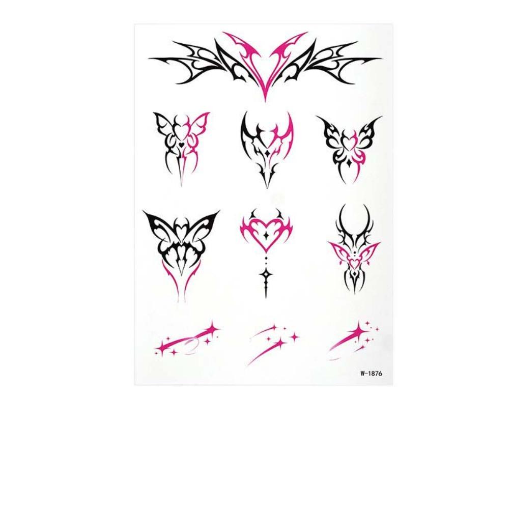 Y2k Spicy Girl Punk Style Tattoo Aufkleber Totem Schmetterling Wasserdicht Temporäres Tattoo Dämon Liebesherz Langanhaltend