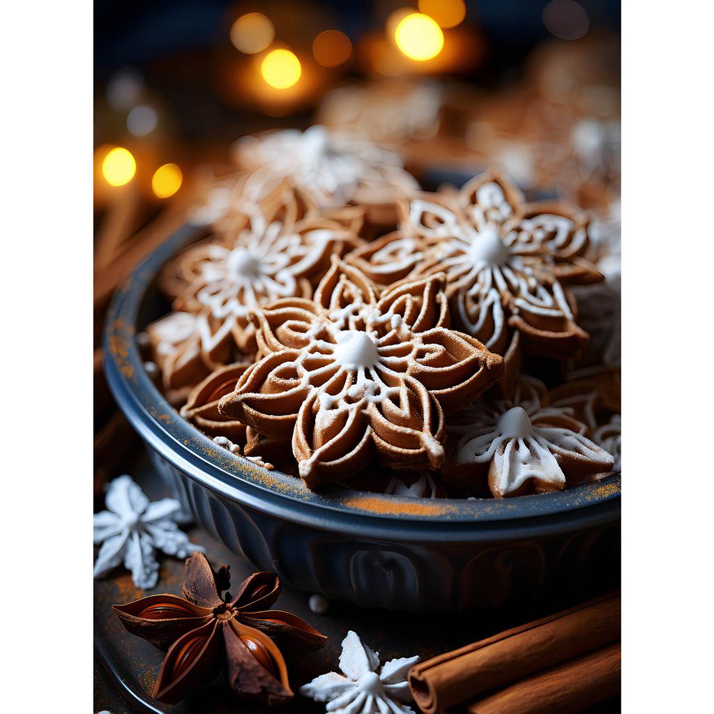 Świąteczne Rękodzieło: Pierniczki W Stylu Kwiatowym Świąteczne Rękodzieło: Pierniczki W Stylu Kwiatowym, 70X100 Cm, Rama Aluminiowa Czarna, Papier Mat