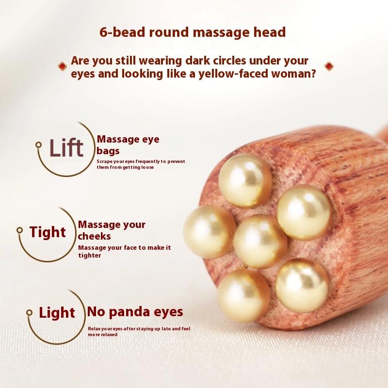 Lotus Seedpod Gua Sha Tool Brass and Rosewood Facial Massage Device for Eye Relaxation Meridians and Acupoint Therapy