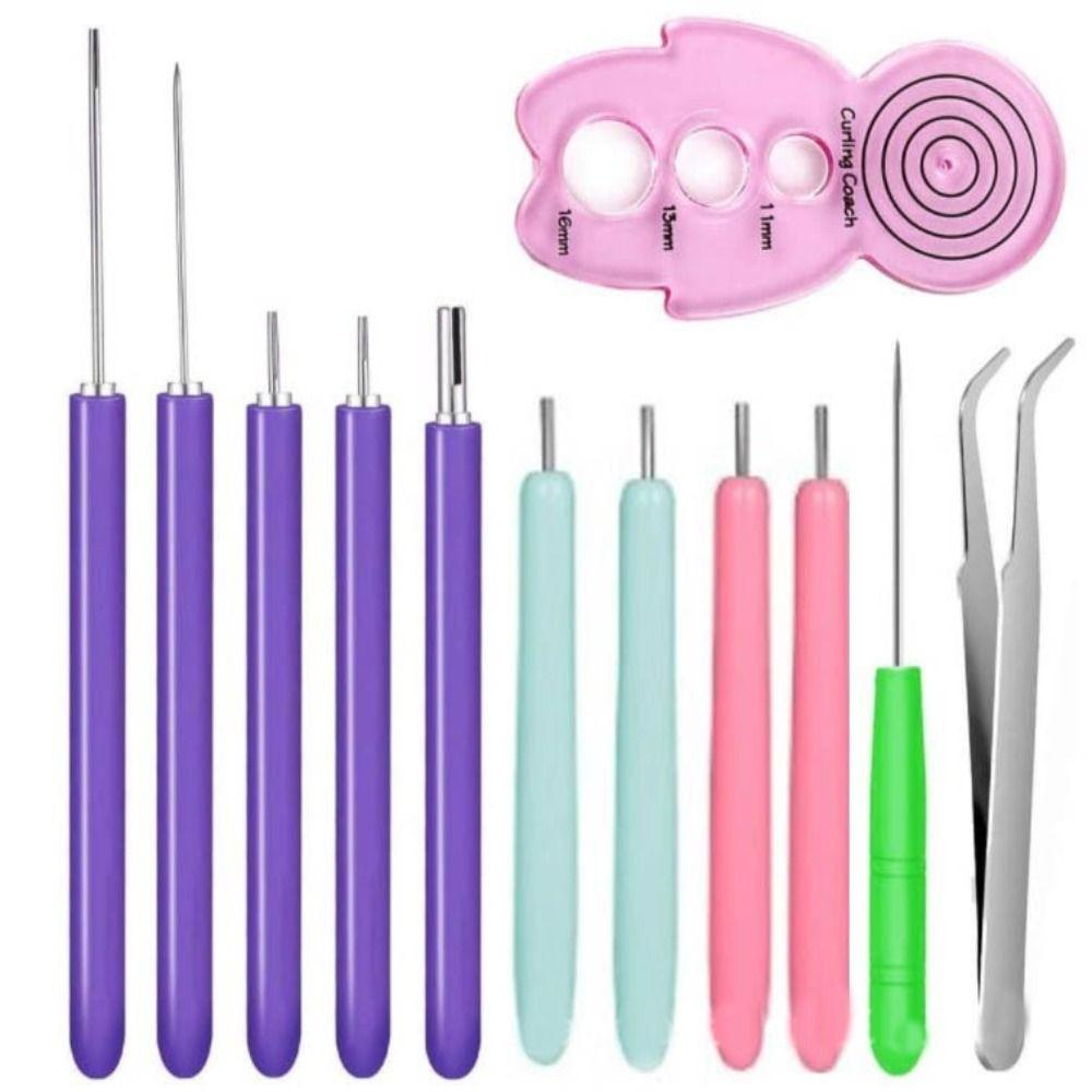 12PCS Quilling Slotted Pen Paper Quilling Tools Paper Curling Paper Craft Quilling Needle Kit Multi Size Paper Quilling Pen