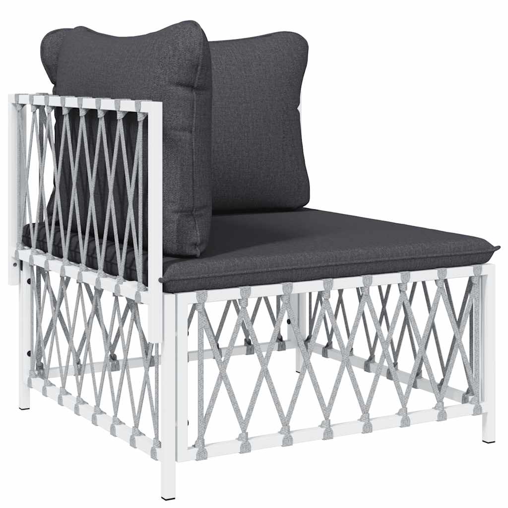 Garden Corner Sofa with Cushions White Fabric