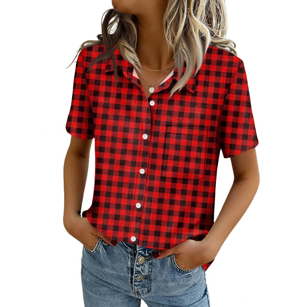 Blusas para Mujer de Manga Corta Camisas con Botones Tops de Trabajo Casual Elegante Ropa de Verano Primavera