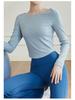 Lulu Women's Hollow-Out Back Yoga Wear: One-Shoulder Long Sleeve Tight Fitness Suit for Running & Sports Training.