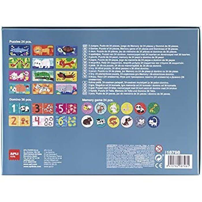 Ensemble de jeux - apli kids - 18798 - puzzle, dominos, mémoire - thème animaux - 3 ans et plus