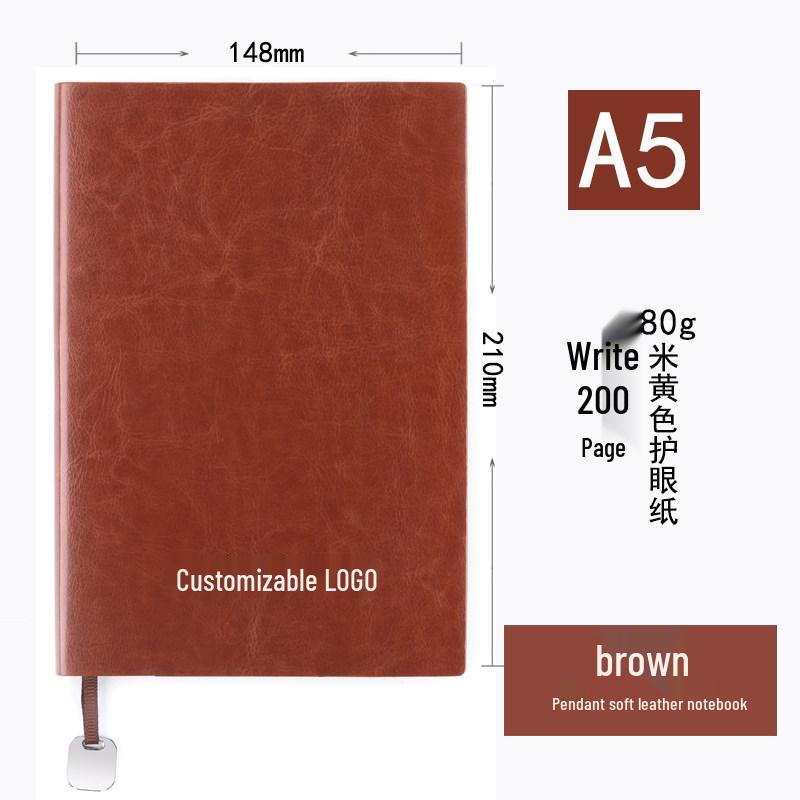 Customized High-End Leather A5 Notebook with Logo for Business Meetings