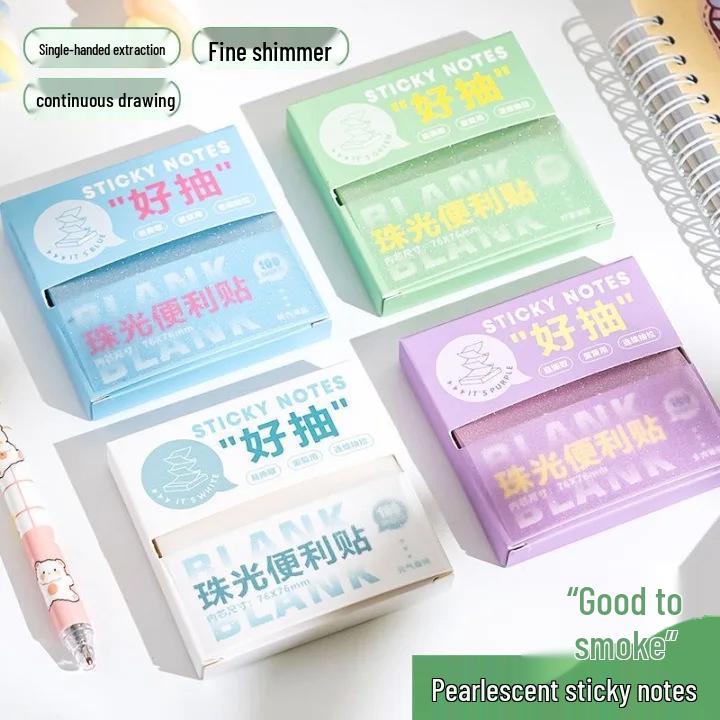 Introducing "Newcomer 0.01: Elegant Pearlescent Sticky Notes" - High-Definition, Semi-Adhesive, Easy Pull-out Mistake Notes.