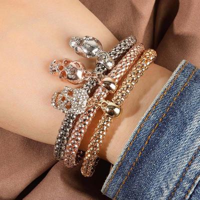 Alloy Corn Chain Skull Bracelet Women'S Love Diamond-Encrusted Simple Multi-Layer Chain Women