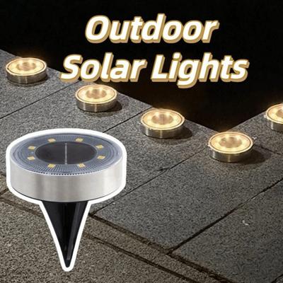 8 LED Outdoor Solar Light IP68 Waterproof Stainless Steel Buried Garden Light Auto on/Off LED Lighting Path Lawn Lamp