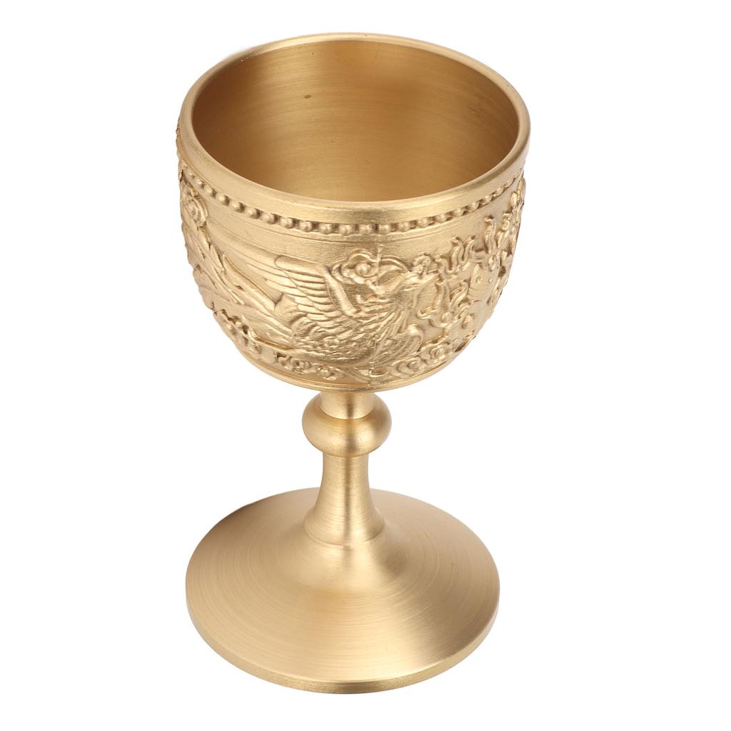 Gold Chalice Retro Embossed Style Thickened Brass Luxurious Elegant Luster Pimp Cup for Party