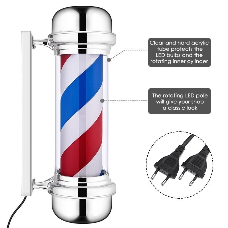 Barber Shop Pole Rotující osvětlení Červená Bílá Modrý Pruh Rotující Světlo Pruhy Sign Vlasy Nástěnné LED stropní svítidla