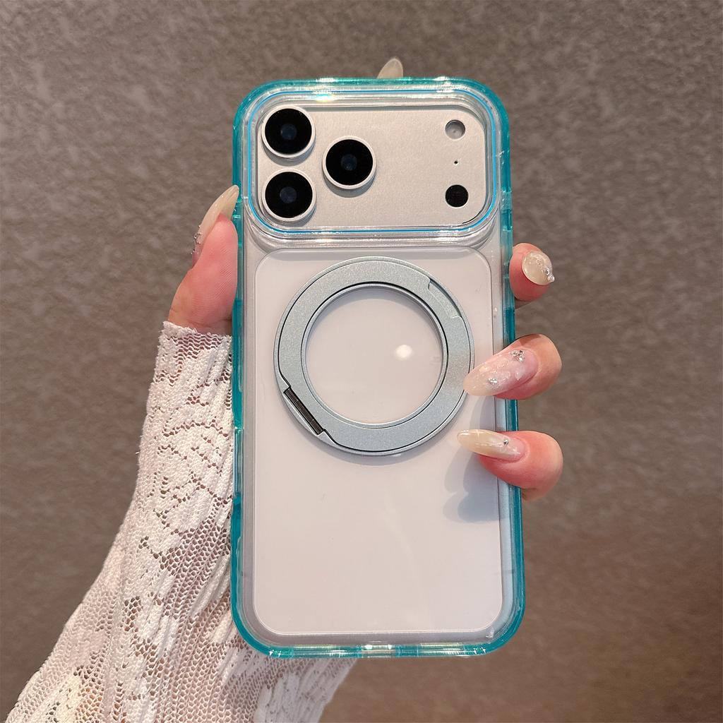 Acrylic ice crystal rotating bracket, mobile phone case, Apple 18promax high transparency all-inclusive anti-skid, suitable for iPhone17.