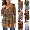 Women's Long Sleeve Tunic Loose Tops Casual Plus Size Tops Pleated Tunic Button Down Casual Summer Spring T-Shirts Tops for Women