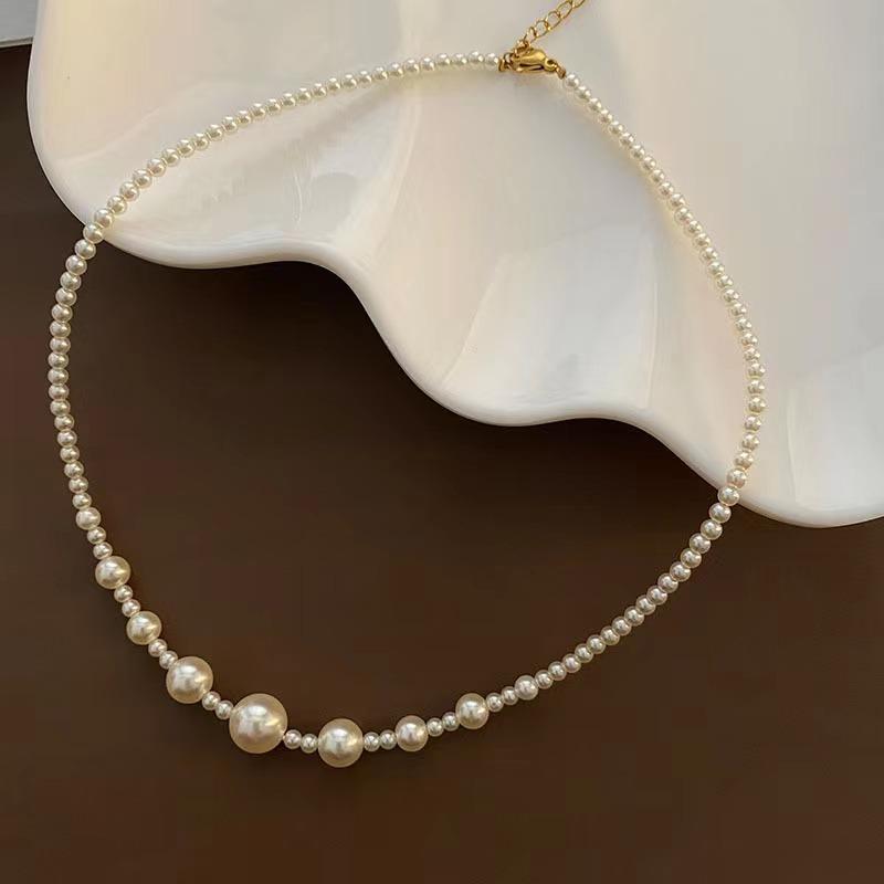French Pearl Necklace Earrings Light Luxury Niche Collarbone Chain Gentle Temperament Versatile Neck Chain Accessories Women