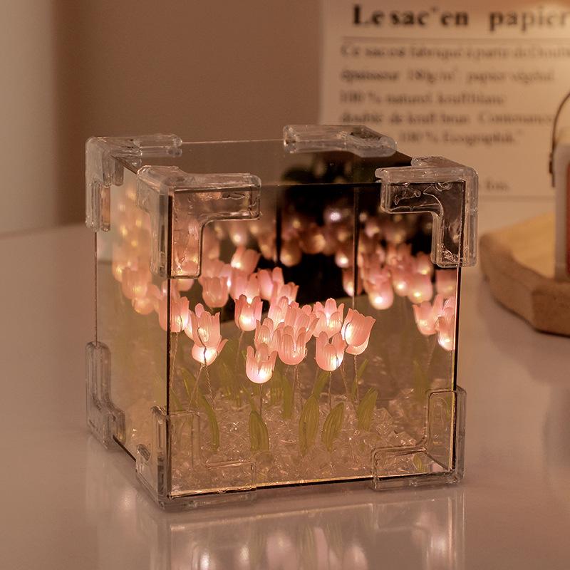 Lampe de Nuit Tulipe Cube Magique DIY Fait Main - Ornement Décoratif pour la Maison & Cadeau de Festival