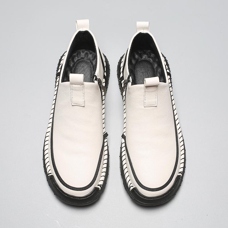 

Весна/осень Классические мокасины Кожаная мужская модельная обувь Модная мужская обувь Обувь для вождения 47 белый