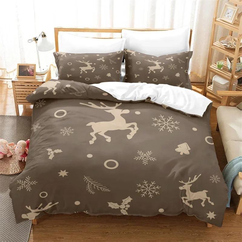 3PCS Single-sided Merry Christmas Printed Comforter Bedding Sets Comfortable Bedspreads Comforter Duvet Bedding Birthday Gift