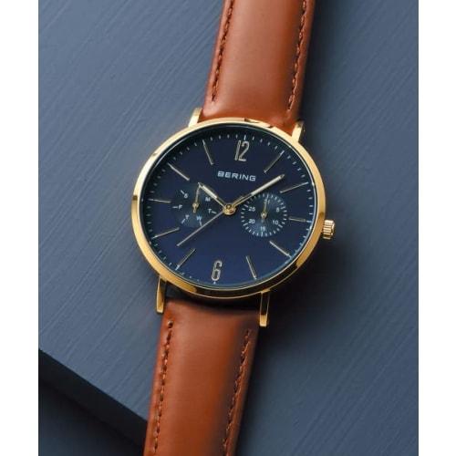 BERING (Bering) Men's & Women's (Unisex) Watch, Japan Exclusive, Navy x Brown Calf Leather & Black Stainless Steel with Two Mesh Straps, Sapphire Crys