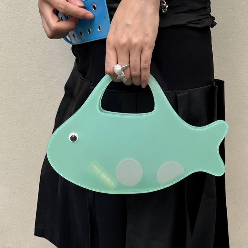 Waterproof Cartoon Fish Shape PVC Jelly Tote Bag Transparent Colorful Handbag for Concert Stadium Use