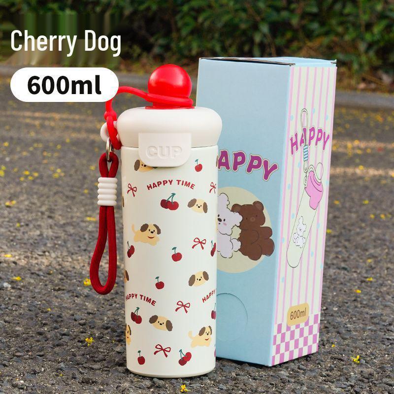 2025 Stainless Steel Cartoon Insulated Water Bottle, Large Capacity, Portable with Rope