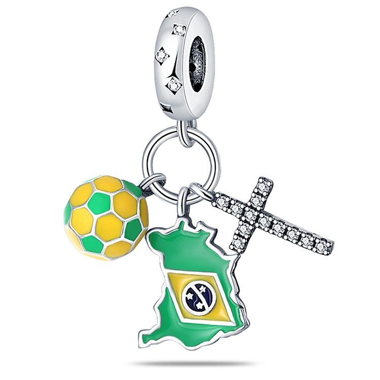 2026 Pendant Charm World Cup Football Sports Charm Beads DIY Jewelry Bracelet Accessories 925 Silver