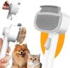 2-in-1 Pet Grooming Brush Dual Sided Deshedding Dematting Comb One-Click Self Cleaning Massage Rake for Dogs Cats Grey