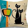 Kitten Gift Pillowcase Cute Pet Printed Linen Pillow Cushion Cover Bedside Living Room
