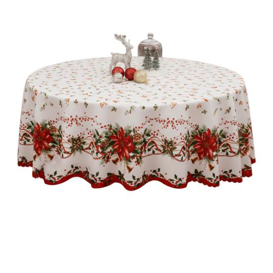 

Рождественская круглая скатерть Зимняя скатерть с падубом и снеговиком Декоративная накладка на стол Ткань для помещения и улицы Праздничная вечеринка Декор обеденного стола 120cm C