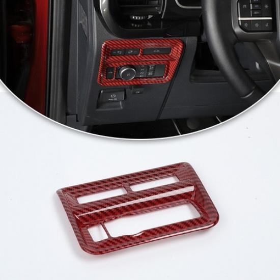 Interior Headlight Switch Button Panel Cover Trim For Ford F150 + Red Carbon