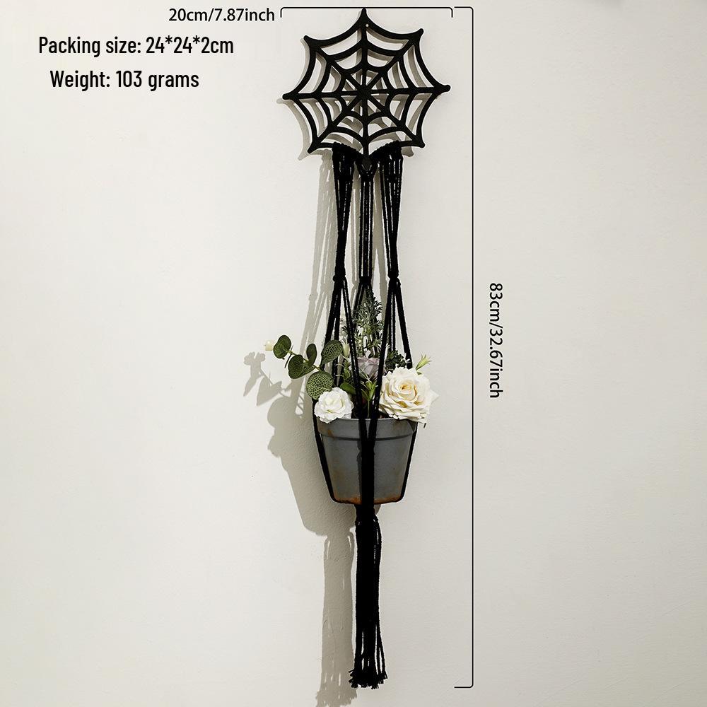 Bohemian Gothic Wooden Handwoven Flower Pot Wall Hanging Basket for Simple Home Decor
