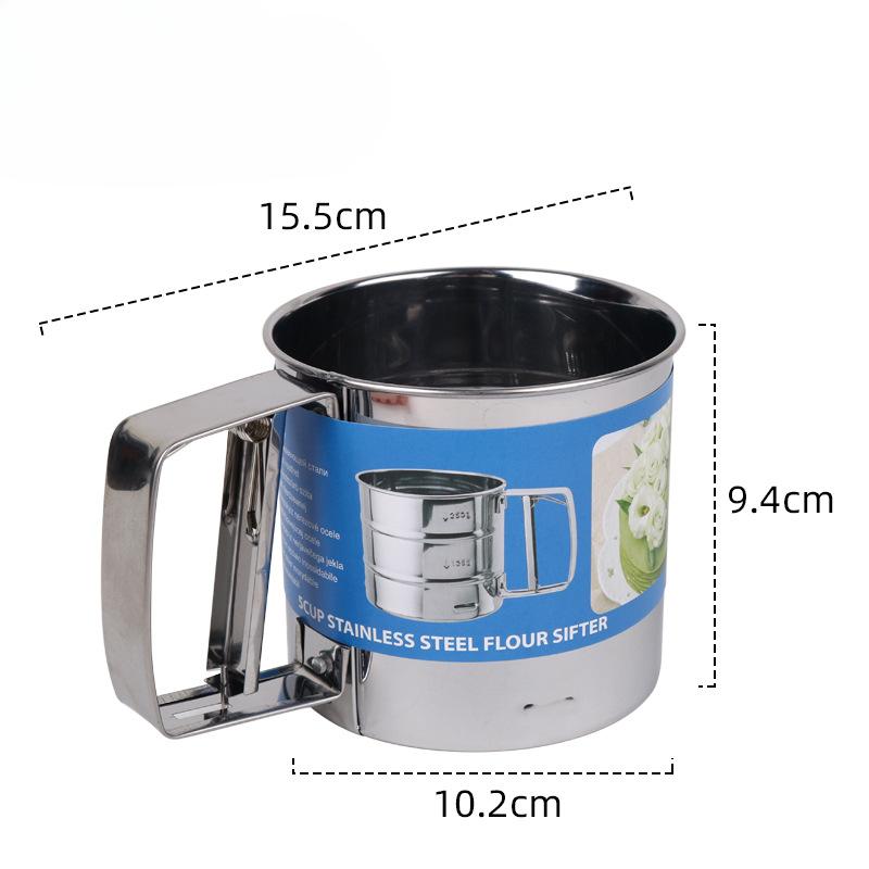 

Handheld Stainless Steel Flour Sieve Cup Household Flour Separator SieveHand-pressed Flour Sieve Baking Tools Small powder sieve