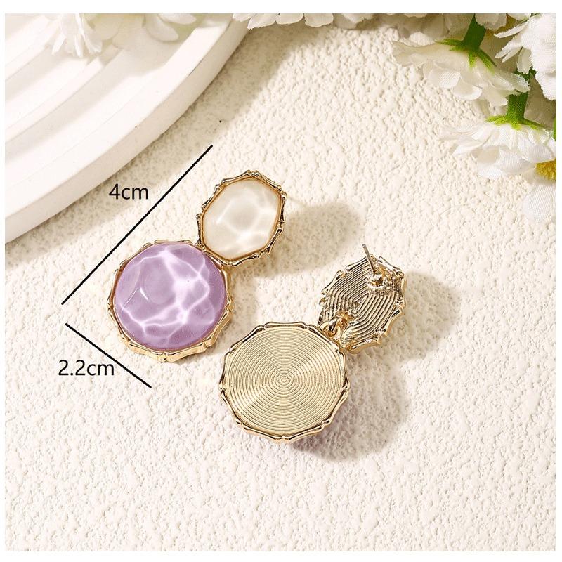 Asymmetric Water Pattern Oval Earrings, Creative Irregular Design, Personalized And Fashionable Earrings.