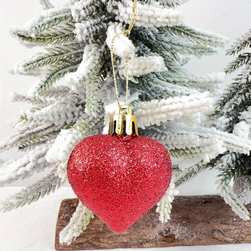 Heart-Shaped Multi-Finish Ornaments Perfect for Christmas Tree Decor Home Window Hanging Birthday Celebrations Festive Baubles