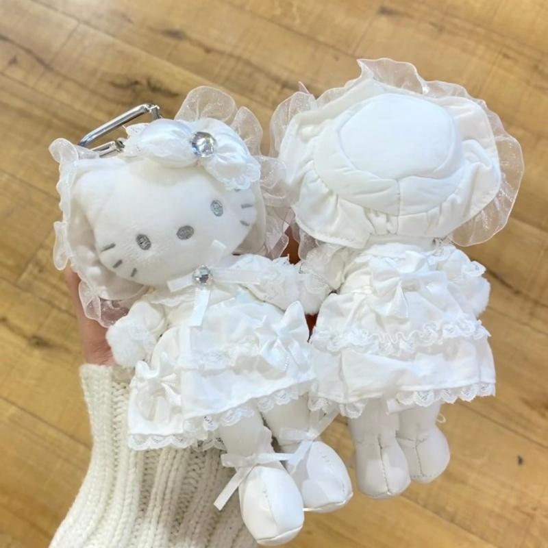 NEW 15CM Sweet Lolita dress  plush toy keychain pure white dress Pendant Cartoon long legs Kt Cat Kitty Stuffed Toys