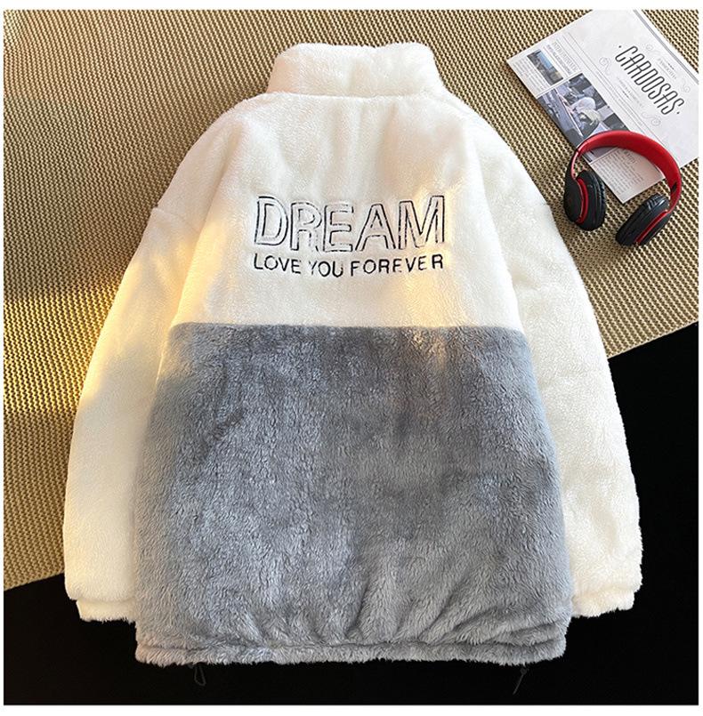 Men's Winter Double-Sided Cotton Jacket with Lambswool Lining - Unisex Warm Coat