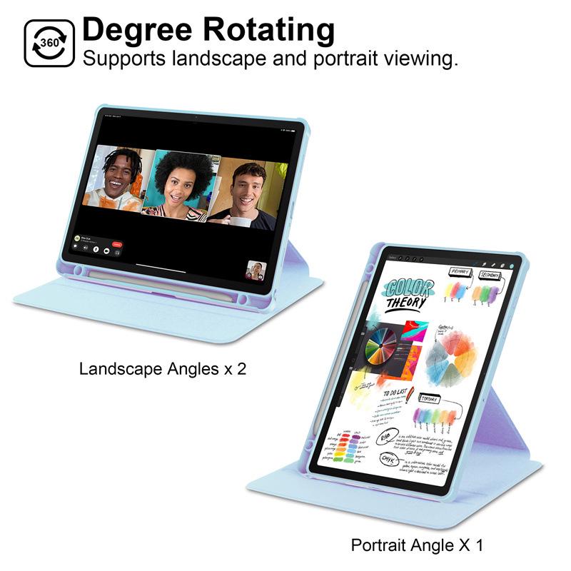 Samsung A9+ Case with Rotating Acrylic Pen Slot, Transparent Ultra-thin Leather Stand